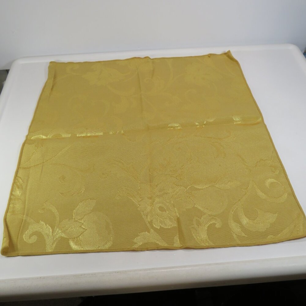 Vintage Warm Gold Jacquard Fabric Fruit Design (6) Dinner Napkins 16x17"